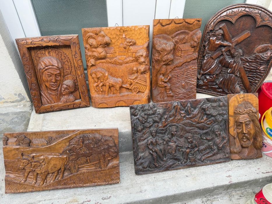 Statuete lemn sculpturi scuptura perete tablou religioase antichitati