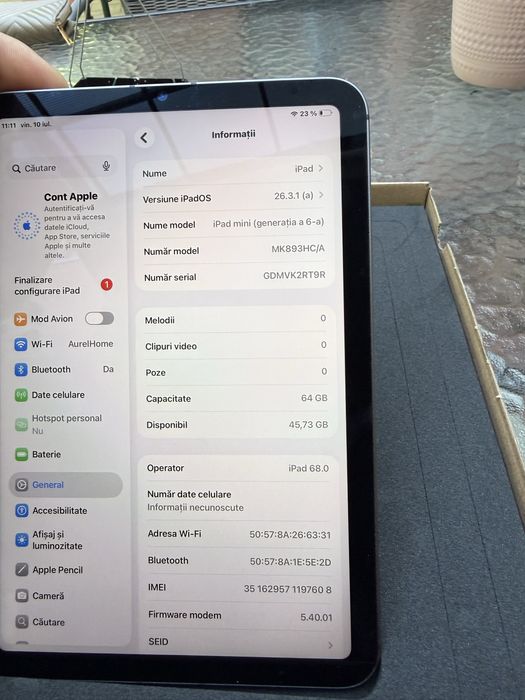 iPad Mini 6 64GB, Cellular, Space Gray – stare foarte buna