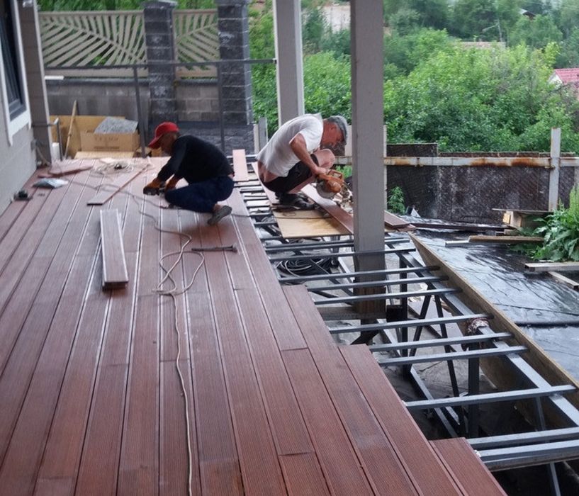 Монтаж ДПК террасы | Каркас + укладка