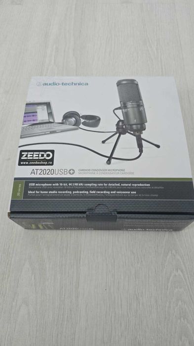 Microfon Audio-Technica AT2020USB+ + braț AT 512-BBA set complet streaming/podcast
