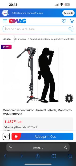 Monopied video fluid cu baza Fluidtech, Manfrotto MVMXPRO500