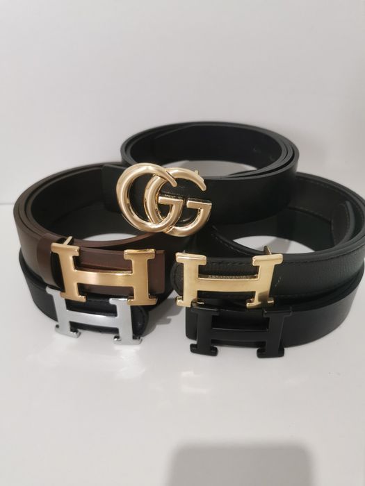 Curele Hermes-piele naturală, logo metalic - model unisex