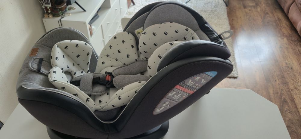 Столче за кола, въртящо се 360°, ISOFIX Lorelli Nebula Grey Crowns