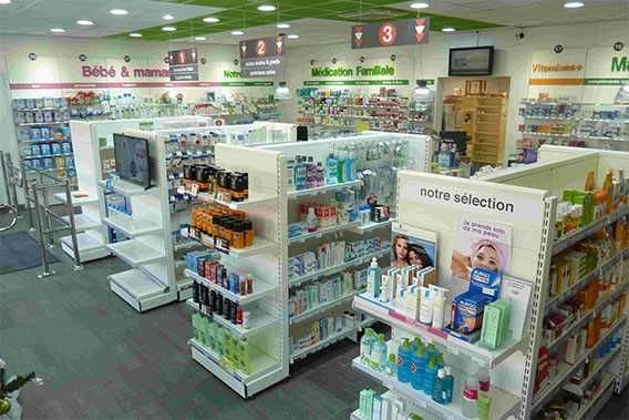 Метален стелаж, регал, промо за зоомагазин, аптека, дрогерия,козметика