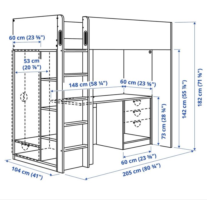 Pat alb supraetjat copii IKEA