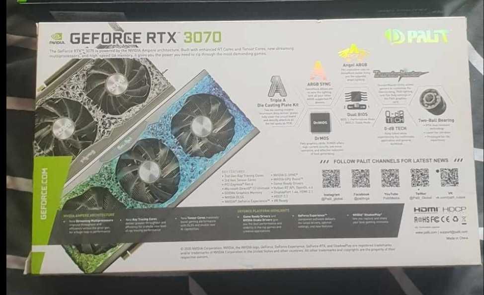 Видео карта Palit RTX 3070 GameRock LHR 8GB GDDR6
