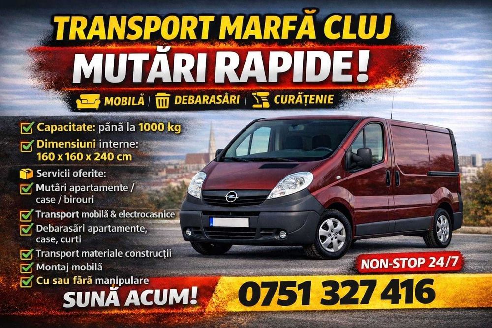 Transport rapid Marfa/Mobila județul Cluj