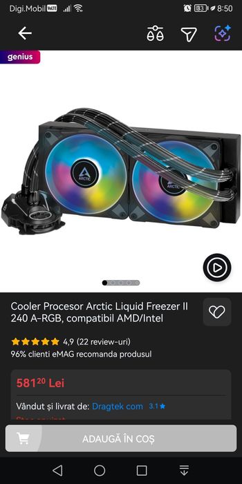 Cooler Procesor Arctic Liquid Freezer II 240 A-RGB, compatibil AMD/Int