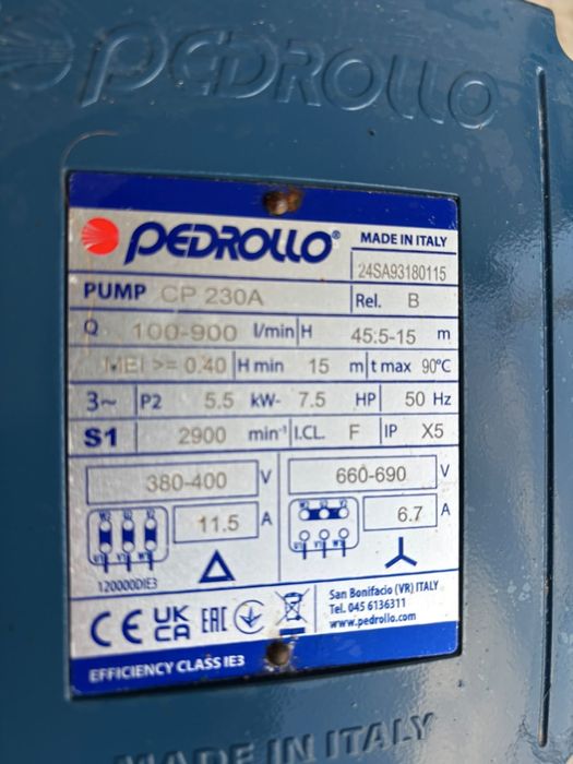 Насос pedrollo 7.5 кВТ