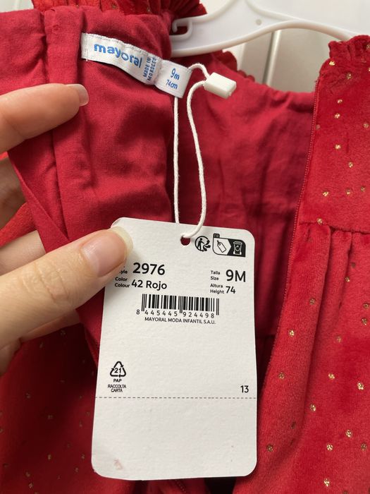 Rochita catifea noua Mayoral Craciun 74 cm 9 luni