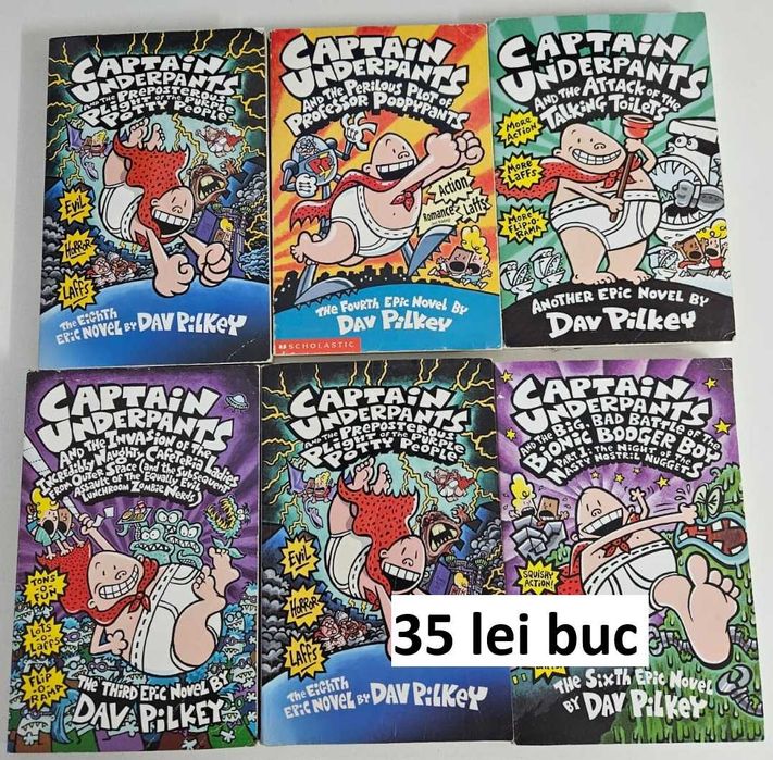 5 carti copii engleza Captain Underpants/Capitanul Chilot