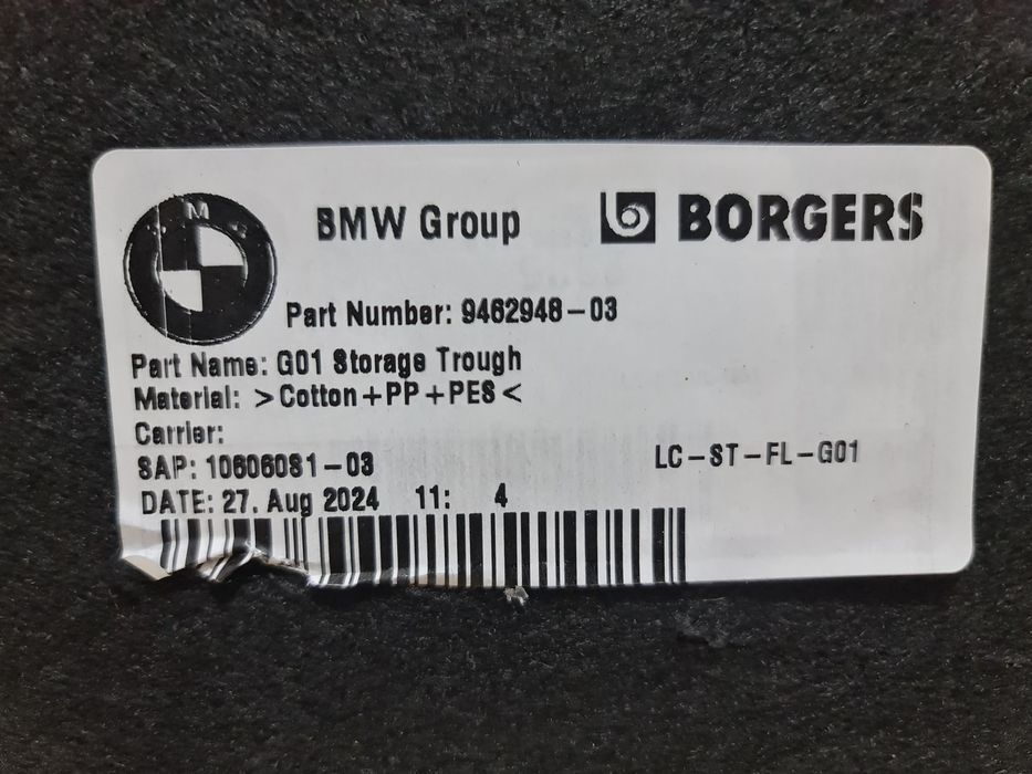NOU Capitonaj mocheta placa podea portbagaj BMW X3 G01 F97 X3M 9462948