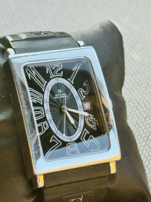 Ceas barbatesc Officina del Tempo Black Guilloche mecanism Quartz