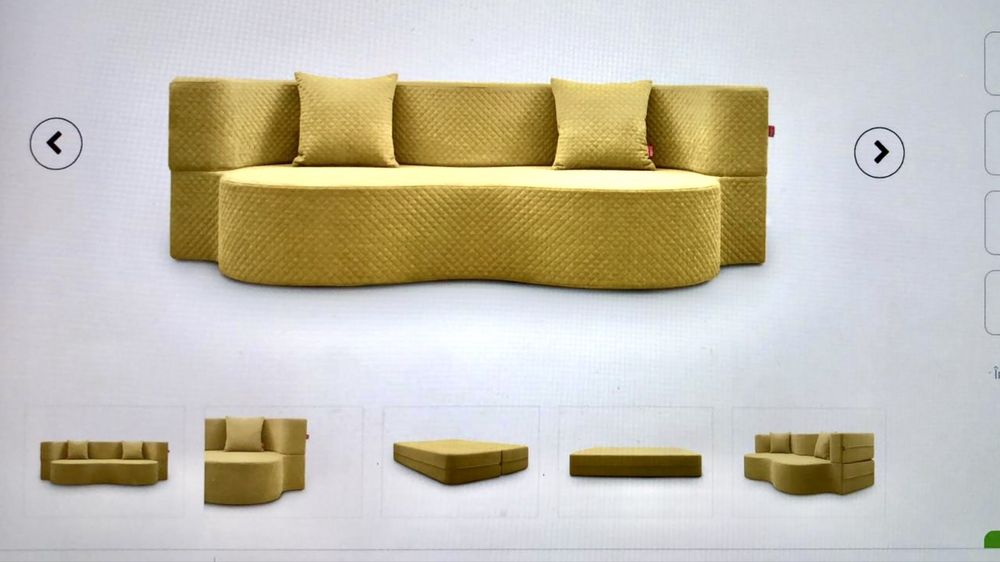 Canapea modulară – gri + husă galbenă suplimentară