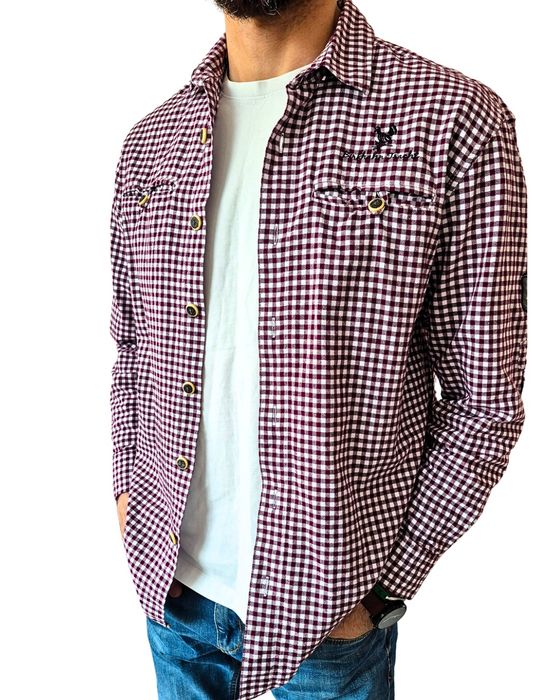 Мъжка риза каре M BirKahn баварски стил casual streetwear памук