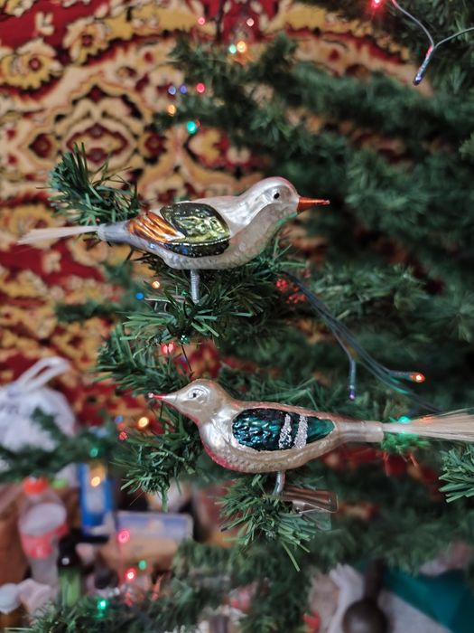 Елочные игрушки птички немецкие