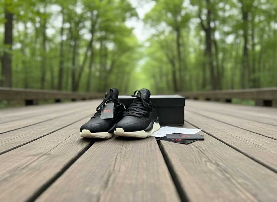 Adidasi Y3 Kaiwa Negru - Alb - Full Box - PREMIUM