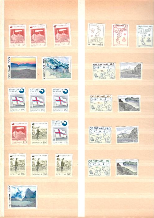 349 марки FDC от Фарьорски острови от периода 1980-2000