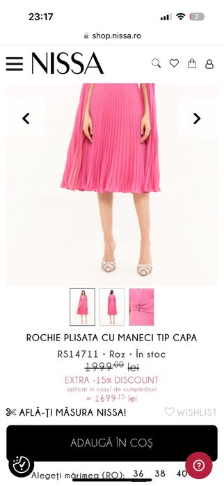 Rochie eleganta Nissa midi plisata colectie noua