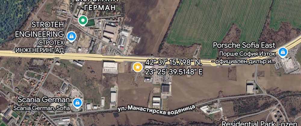 Бизнес парцел под наем на първа линия София Околовръстен път – отлична локация