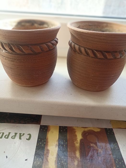 Фиалка в керамическом горшке.