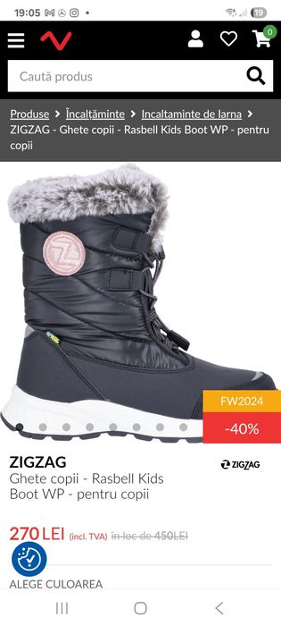 Cizme, Ghete zăpadă Zig Zag copii 39