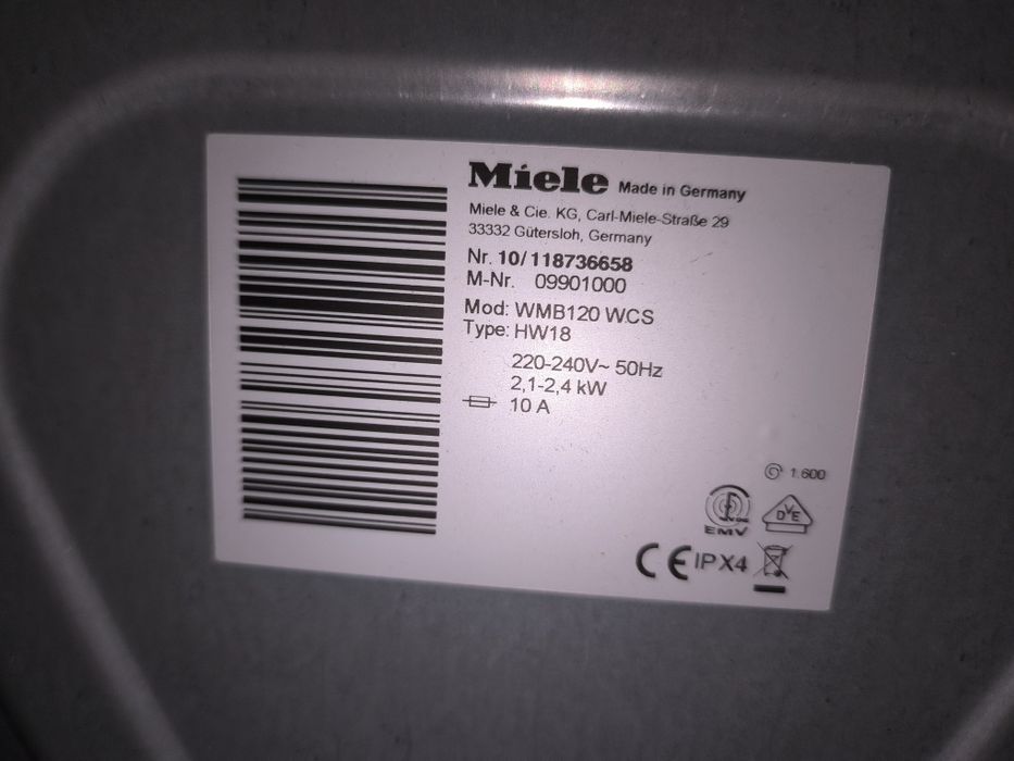 Пералня Miele WMB 120 WCS - 8кг. 1600об. Клас А