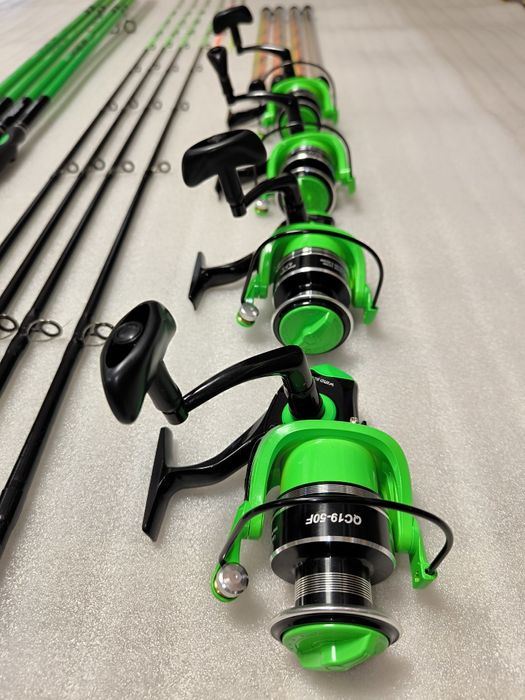 SET 4 Lansete Feeder Dunare FL AQUA FORCE 200g 3.00m + 4 Mulinete QC50