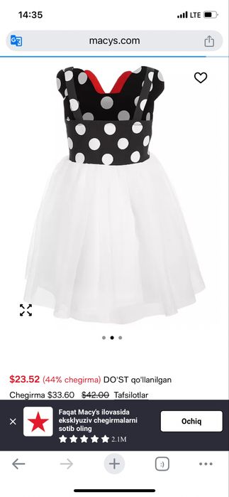 Minni maus brend Disney 4-5 yosh