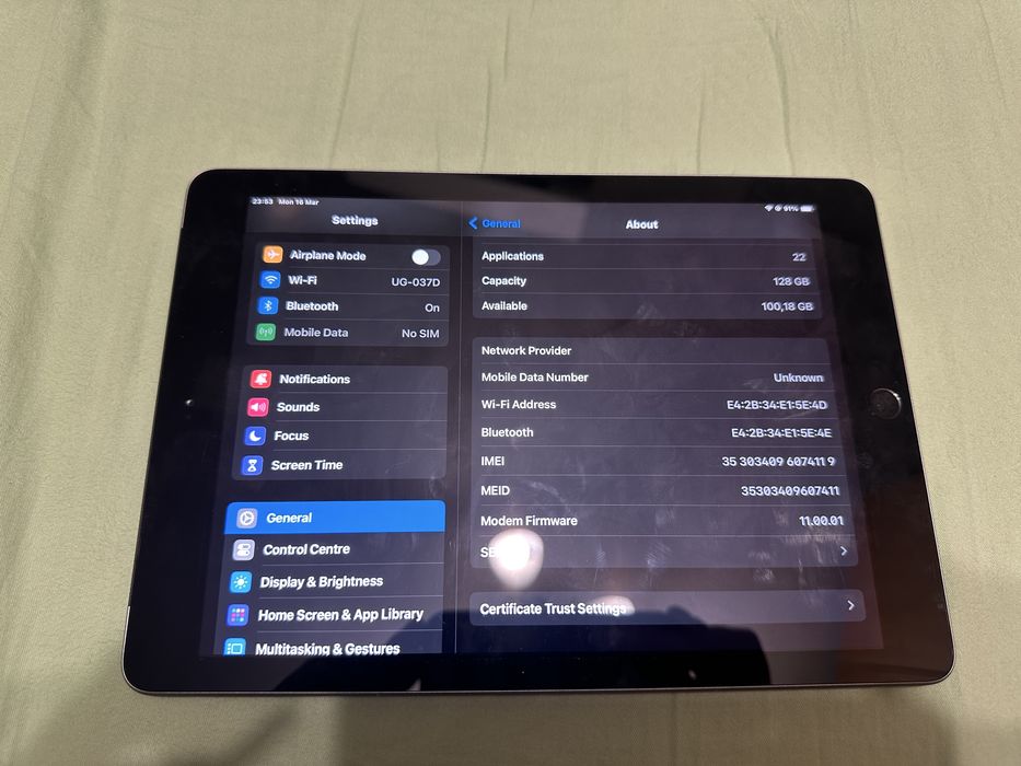 iPad 6th gen 128GB, 9.7 инча, 100% батерия