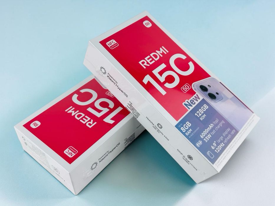 НОВИ! Xiaomi Redmi 15C 5G 128GB 4RAM Dusk Purple / Mint Green 2г. Гаранция!