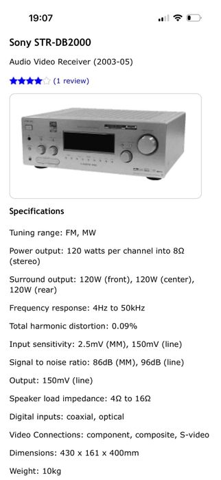 Receiver Sony STR  DB 2000