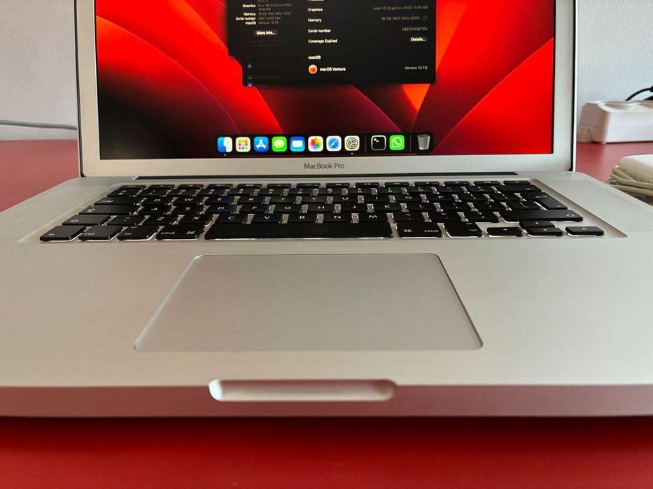 Vand MacBook Pro A1286 MID 2012 , i7 QUAD-CORE 2,7GHZ , 16GB RAM 1600 mhz, macOS VENTURA