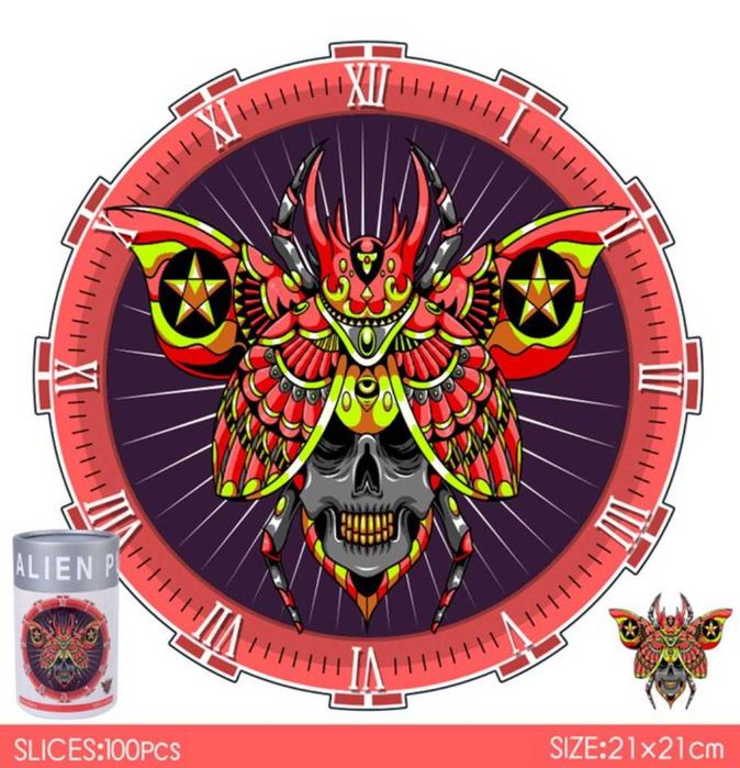 Бръмбър с череп | Извънземен Дървен пъзел с части на животни / 9 модел