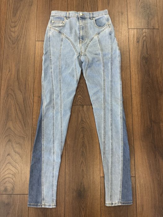 Оригинални дънки Mugler skinny spiral (light blue)