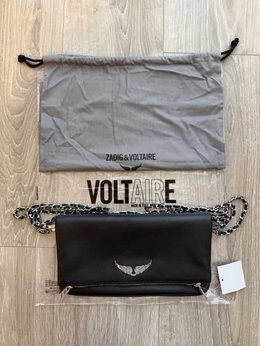 Geanta Zadig & Voltaire Rock Grained Leather Noir Unique Black 27cm