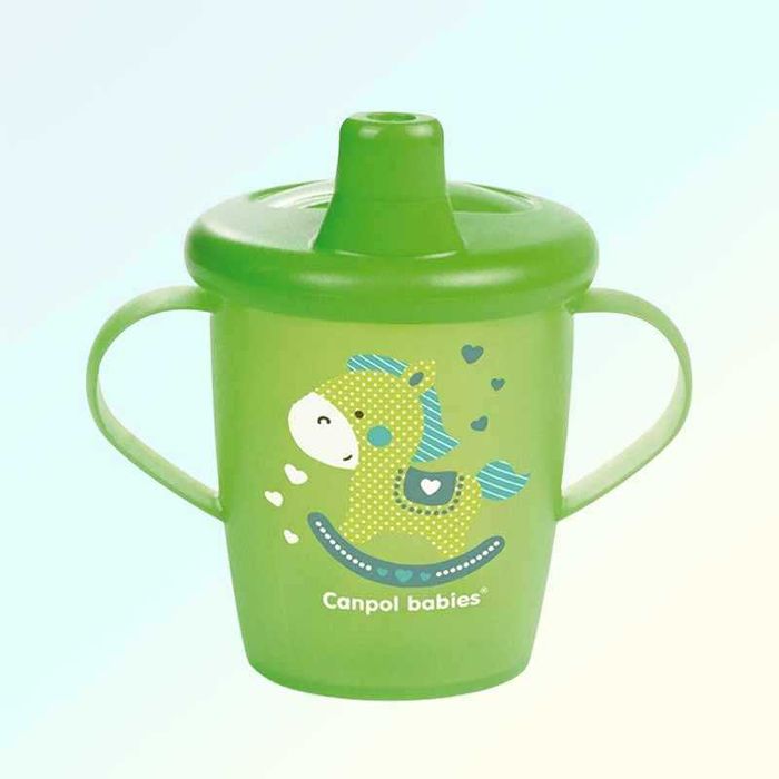 Чаша за бебе против разливане 250 мл с лъжичка за хранене, Canpol
