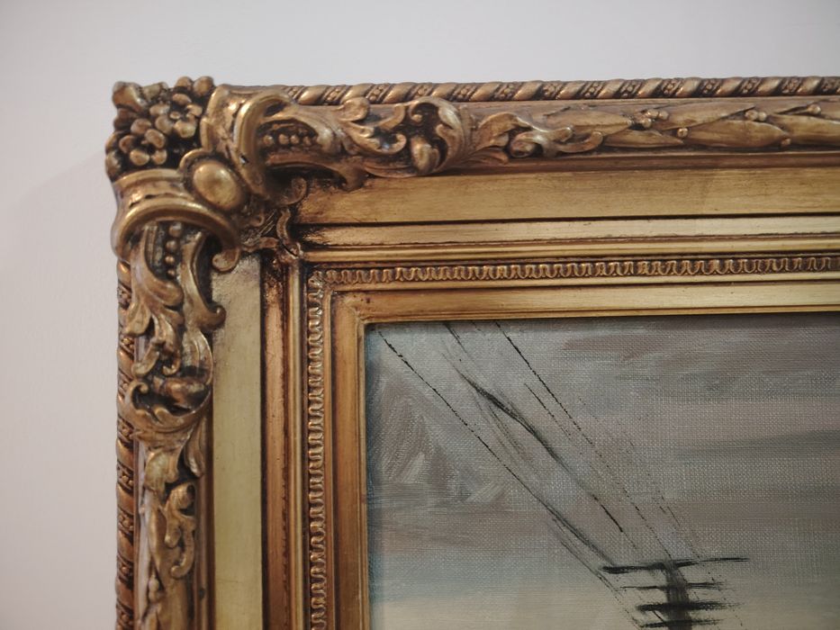 Ulei pe pânză o lucrare foarte veche semnată încadrata Intr -o rama di