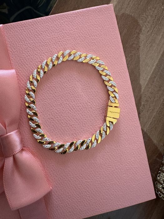 Bratara Pandora În Doua Tonuri Cu Lant Cubanez Elemente In Stil Pave