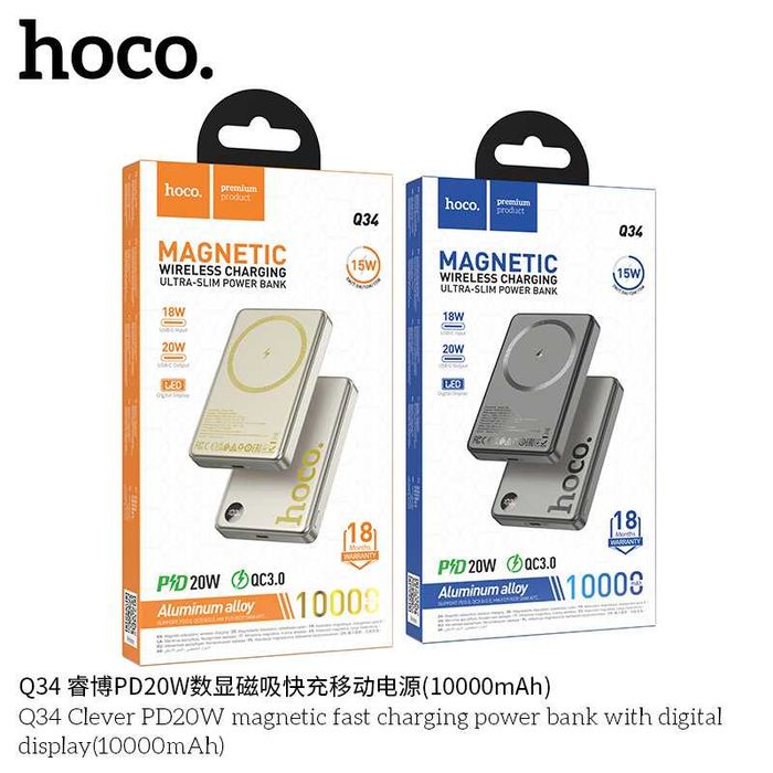 Hoco Q34 Clever 2в1 Power Bank 10000mAh PD-20W QC3.0 iPhone 14 15 16
