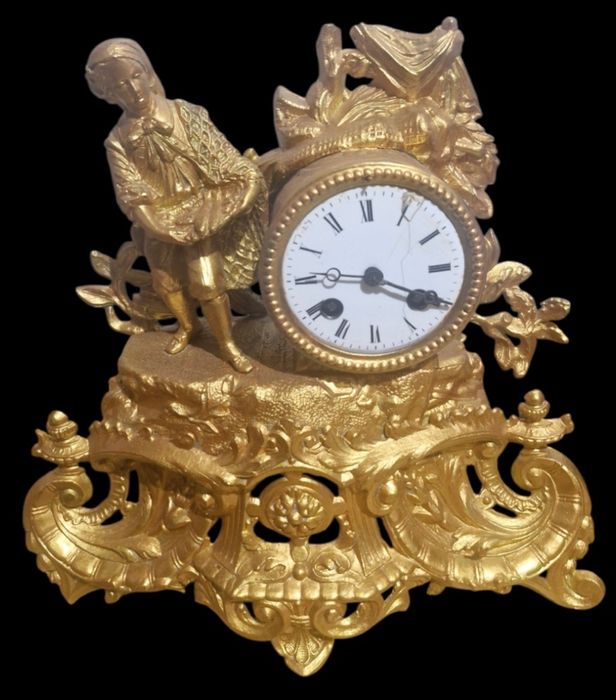 Френски Позлатен Каминен Часовник