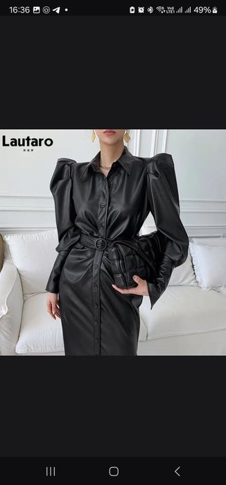 Платье миди экокожа