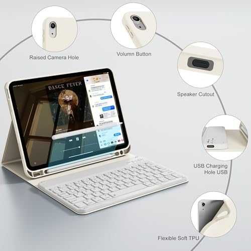 Нов TPU Калъф с Безжична Клавиатура за iPad 10th Gen таблет Айпад кейс