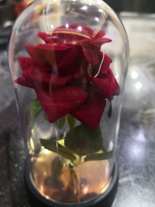 Светеща роза в стъкленица