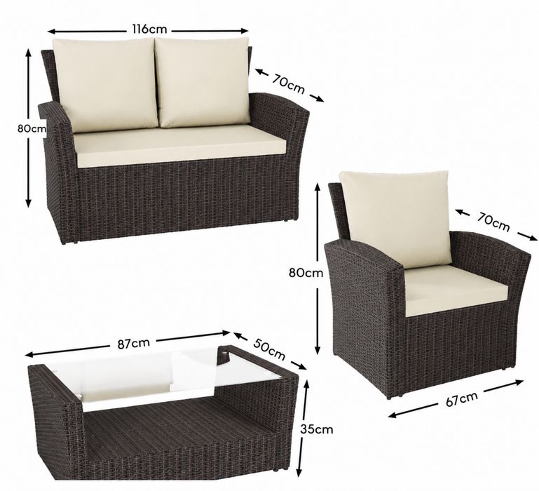 Set/Mobilier Terasă/Grădină 4 Locuri din Ratan – Rezistent la Apă și UV