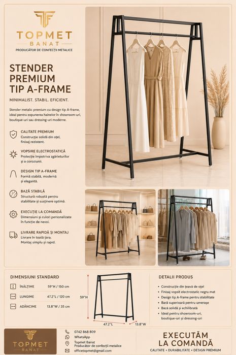 Stendere metalice rafturi suport pentru haine umerase pentru magazine dresing imbracaminte