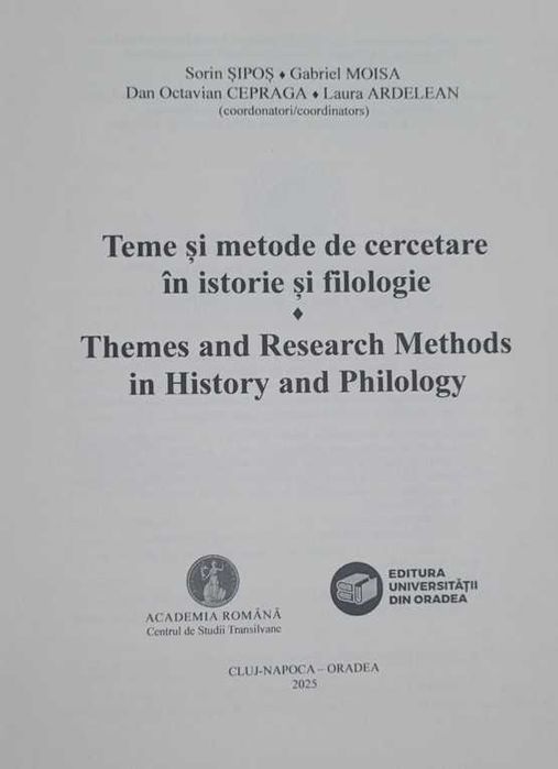 Teme și Metode de Cercetare în Istorie și Filologie