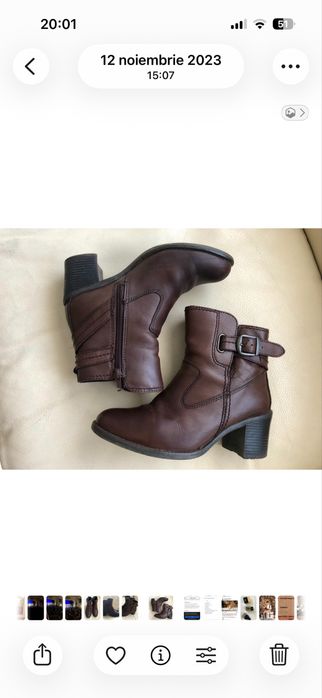 Botine din piele toc mediu