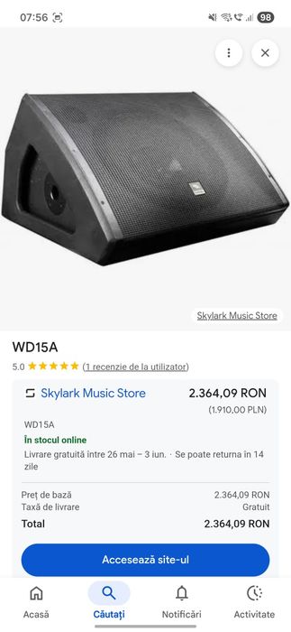 Boxe active 15 inchi Proel WD15A 400w