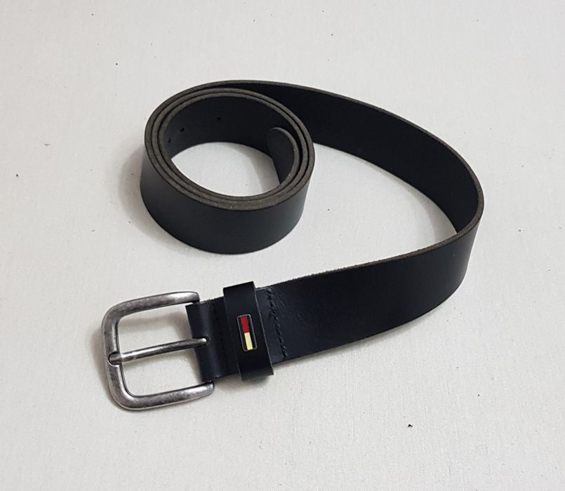 Curea Tommy Jeans din piele naturală neagră, 100 cm, made in Romania